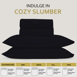 Marina Shades 100% Egyptian Cotton Sheets for California King Size Bed Cooling Sheet for Hot Sleepers High Thread Count Bedsheets Soft Sateen Weave 4 Piece Bedding Sheets & Pillowcases Black