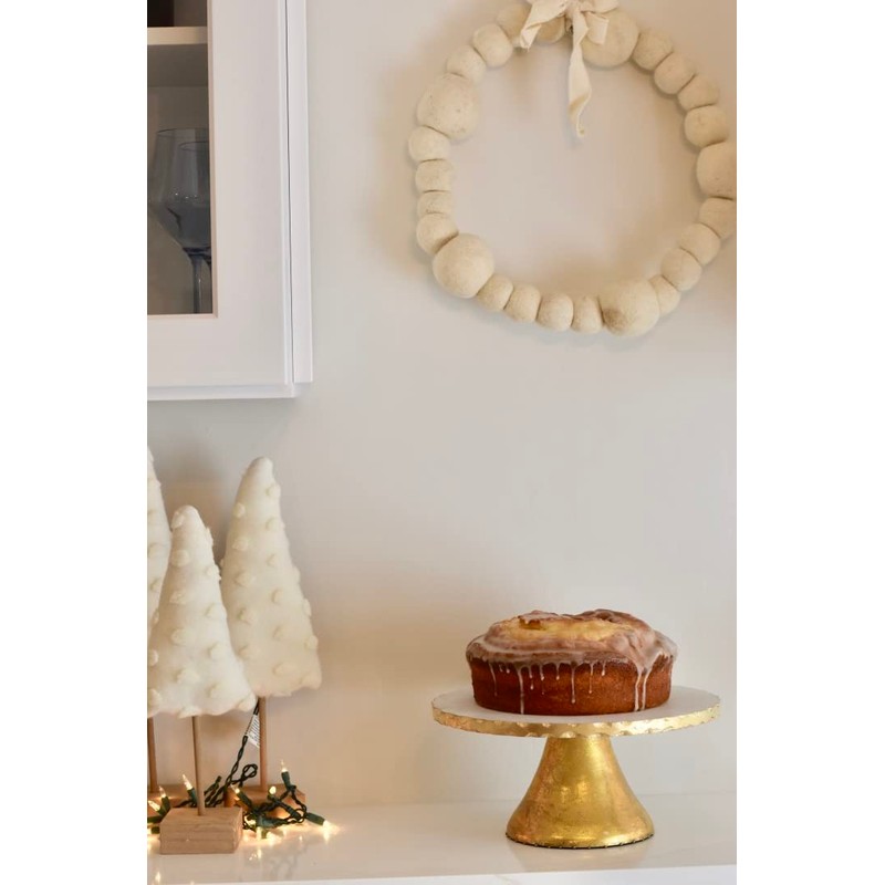 Mud Pie White Felt Pom Ball Wreath, 15" Dia