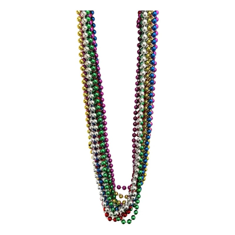 48 Collar Bolitas Mardi Gras Brilloso Batucada Fiesta Boda