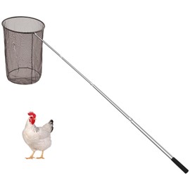 Windyun Chicken Catcher Poultry Catch Net with Stainless Steel Telescopic Pole for Outdoor Poultry(15.75 x 17.72 Inch Net with 4.92 ft Pole)