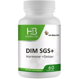 Herbal Bee DIM SGS+ Hormone Balance & Detox Support Dietary Supplement – Estrogen Metabolism, Liver Cleanse, and PMS Relief – 60 Vegetable Capsules