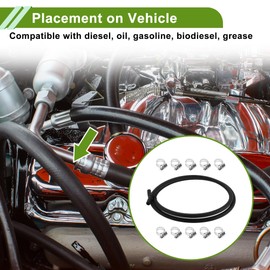 HOPESPANNER 1/4" Fuel Line Kit 5.01ft Vacuum Hose Automotive Fuel Hose with 10 Clamps 1 Set