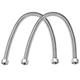sourcing map Corrugated Stainless Steel Flexible Water Line 23.6inch Long G3/4 Female Threaded Connector with Washer, 2pcs