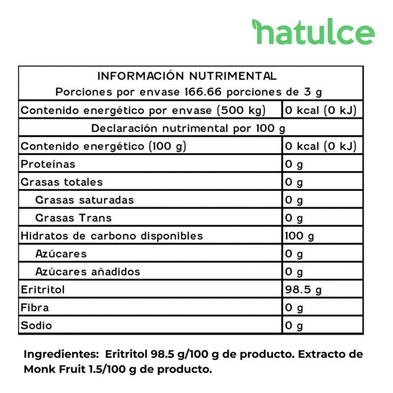 Monk Fruit Natulce 500g Endulzante Keto Fruto Del Monje 0kca