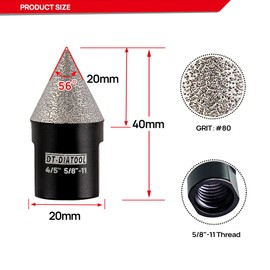 DT-DIATOOL Diamond Beveling Chamfer Bits - Diamond Countersink Drill Bit 4/5 Inch x 5/8"-11 Thread for Enlarging Trimming Shaping Existing Holes of Granite Marble Porcelain Tiles 20mm