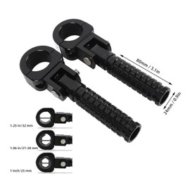 Motorcycle Foot Peg, 1 Pair Motorcycle Footrest Adjustable Angle Aluminum Alloy Foot Peg for Motorbike with 1 Inch 1.06 Inch 1.25 Inch Bumper