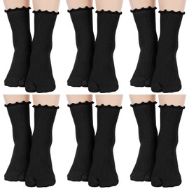 Bencailor 6 Pairs Tabi Split Toe Socks Frilly Tabi Cotton Sandal Socks for Men Women(Classic Colors,8-11)