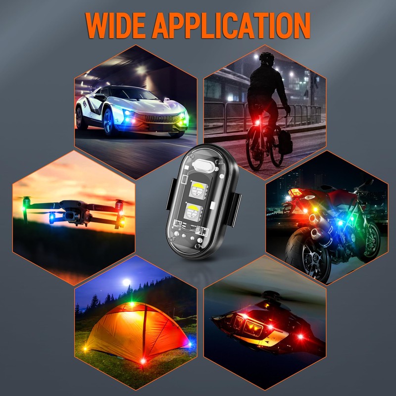 MNJ Motor Wireless LED Strobe Lights Remote Control, 8 Colors