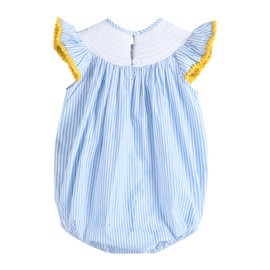 Lil cactus Light Blue Striped Lemons Smocked Ruffle Romper, 2T