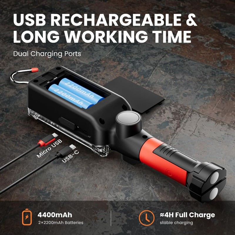 Rechargeable COB LED Work Light - Magnetic Hands-Free Trouble Light