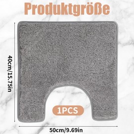 AXERHK Toilet Mat with Cut-Out, Toilet Rug, Grey Non-Slip Toilet Mat, U-shaped Soft Toilet Rug, for Toilet and Bathroom
