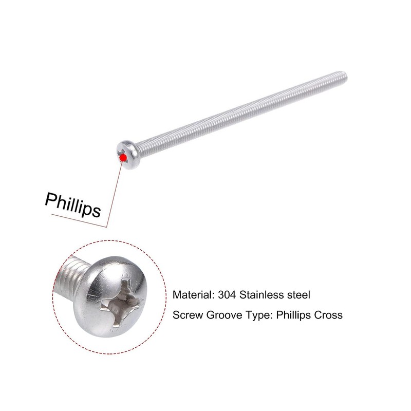 NACX M4 x 100mm Machine Screws, Pan Phillips Cross Head
