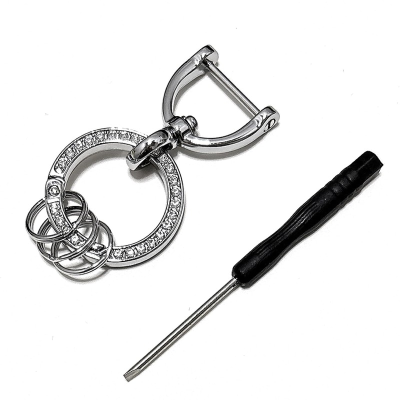 enconson Bling Key Chain with 3 Rings 360 Degree Rotation,
