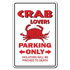 Crab Lovers Parking Aluminum Sign Maryland Stone Blue King Food | Indoor/Outdoor | 10" Tall