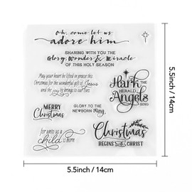 Xmas Christmas Greetings Words Phrases Soft Rubber Gel Stamps for Card Making DIY Scrapbooking Decorations Merry Christmas, Glory to The Newborn King for Unto us a Child is Born,Christmas Begins with