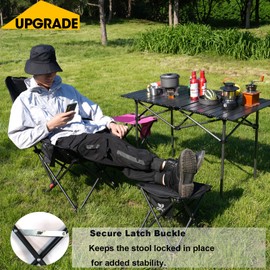 Opliy Camping Stool, Folding Small Chair 13.5 inch Portable Foot Seat for Camping Fishing Hiking Gardening and Beach with Carry Bag (Black, L 13.5")