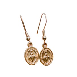 Catholic Miraculous Medal Earring Set, Virgin Mary Medal Earrings Jewelry Oval & Circle Men, Virgin Mary Stainless Steel Gold Finish Christian Gifts for Girls Women