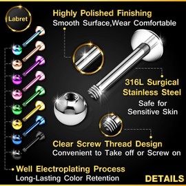 Marilyn Monroe Lip Tragus Spider Bite Earrings - 5 Pieces - Assorted Colours and Sizes, No information