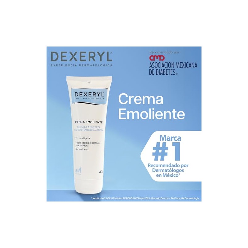 Dexeryl Crema Hidratante Emoliente para Piel Seca, 250g