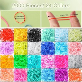 THJOPOKEEL Conjunto de 2000 bandas elásticas para el cabello duraderas y coloridas en 24 colores para niñas pequeñas, con 4 herramientas de peinado y caja organizadora, accesorios para el cabello.