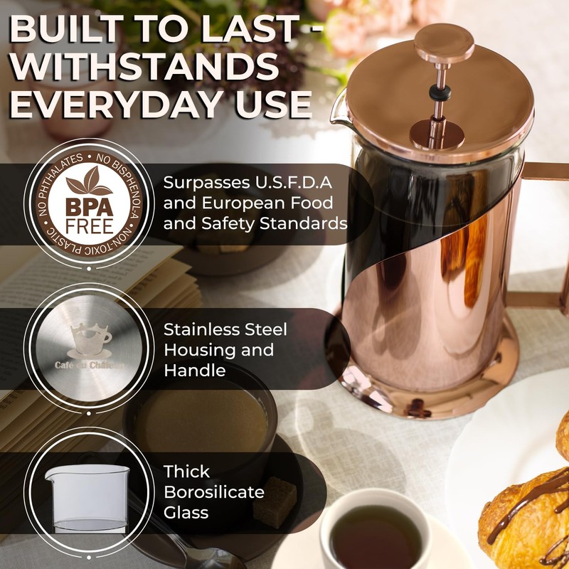 Cafe Du Chateau Stainless Steel French Press Coffee Maker 34