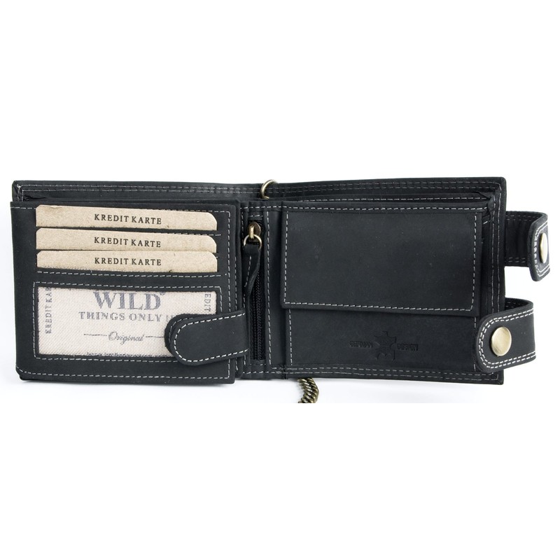 Men's Very Dark Gray Biker's Wallet with 20 Inch Long