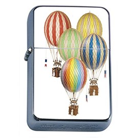 Perfection In Style Silver Flip Top Oil Lighter Vintage Hot Air Ballon Design 004