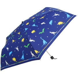 Karui Mini Umbrella! Children's Folding Umbrella, Approx. 7.4 oz (210 g), Dinosaur Pattern (Navy Blue), Mini Umbrella, Dinosaur Total Pattern (Navy)