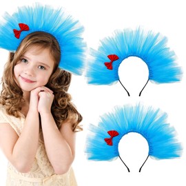 Arvintas 2 PACK Blue Mesh Bow Headband for Women Gril