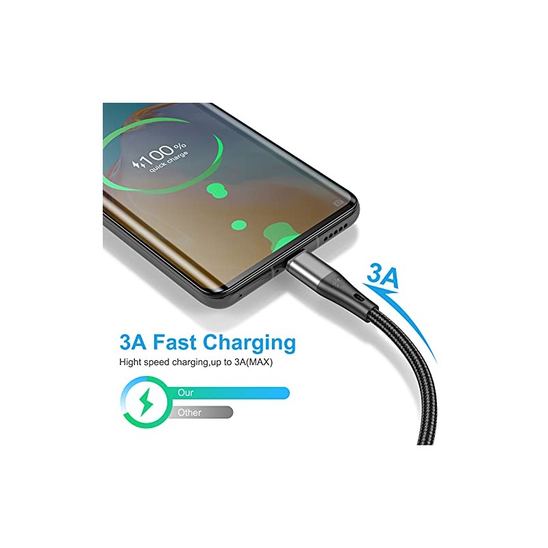 Cable USB a USB C, paquete de 3 cables de