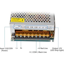 DC 12V 20A Universal Stabilized Switching Power Supply, Power Transformer, Power Supply Driver with LED Light, Overload Over Voltage Short Circuit Protection, for Security Monitoring System