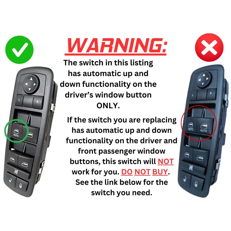 SWITCHDOCTOR Window Master Switch for 2008-2012 Liberty, 2009-2010 Dodge Journey,