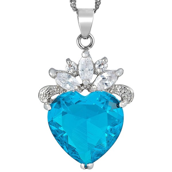 RIZILIA Ocean Heart Pendant with 45cm(18") Chain & Heart Cut
