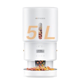 Nityers Automatic Cat Feeder - 5L Timed Cat Food Dispenser, Keep Dry Food Fresh, Stainless Steel Food Bowl, 1-6 Meals per Day, 1-16 Portions, 10s Voice, Auto Pet Feeder for Cats and Small Dogs