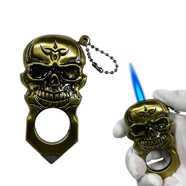 Creative Cool Skull Butane Torch Lighter, Waterproof Windproof Lighter, Refillable