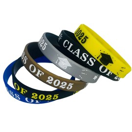 MMIUAEG 4-6pcs St.Patrick's Bracelets Colorful Holiday Silicone Bracelet Set Happy Easter Bracelets for Women Rubber Bracelet Bangles Jewelry (Class of 2025 Graduation Bracelets Set)