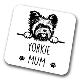 Yorkie Mum Coaster Pet Present Yorkshire Terrier Dog Mum Dad Friend Joke Funny Gift Birthday Christmas, Hardboard Coaster