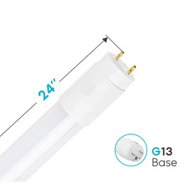 LUXRITE 2FT LED Tube Light, T8, 11W (17W Equivalent), 6500K Daylight, 1100 Lumens, Fluorescent Light Tube Replacement, Direct or Ballast Bypass, ETL Listed (6 Pack)