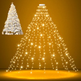 cshare White Christmas Tree Lights, White Wire 400LED Christmas Lights for White Christmas Tree Pink Christmas with Timer 8 Modes 6.6 ft * 16 Lines Christmas Decorations for 6-7ft Tree Warm White
