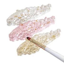 3Pcs Acrylic Crystal Nail Art Pen Holder Nail Brush Rack Tweezers Holder Makeup Brush Rest Organizer Nail Art Painting Pen Brush Stand for Drawing Pens, Manicure Nail Carving Pencils, 3 Color