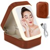 Travel Case with LED Mirror Brown Small Cosmetic Tools Makeup