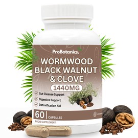ProBotanics Wormwood Black Walnut and Clove 1440mg Per Serving, Digestive Intestinal Detox Cleanse for Humans | Herbal Supplement for Gut Cleanse and Digestive Health - 60 Capsules