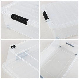 Gloreen 25 Quart Plastic Underbed Storage Container with Wheels, Clear Under Bed Storage Box Bins, 3-Pack