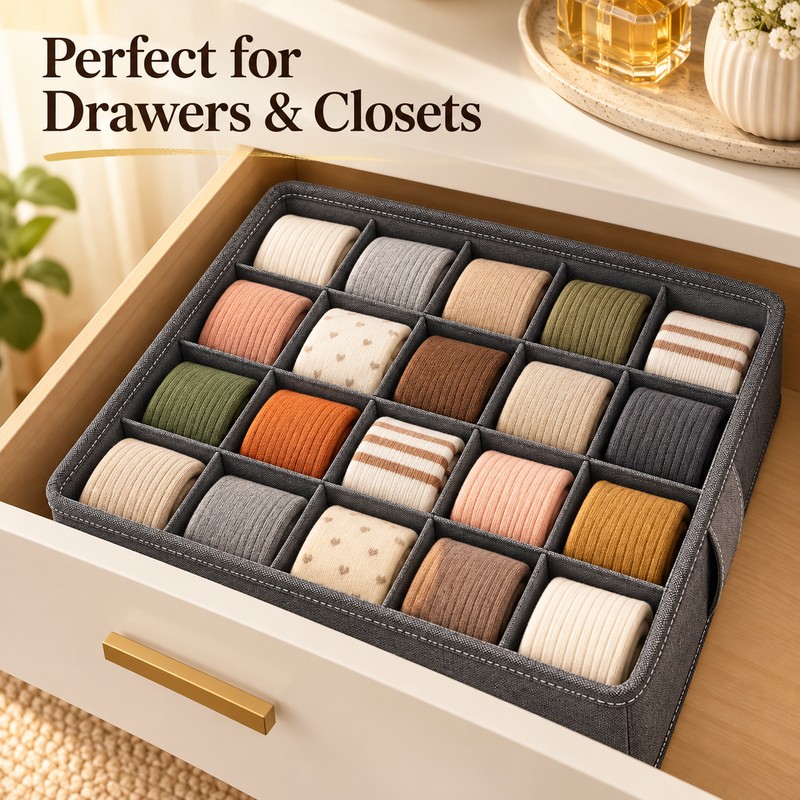 Foldable Underwear Organizer for Drawers & Closets – Non-Woven Fabric