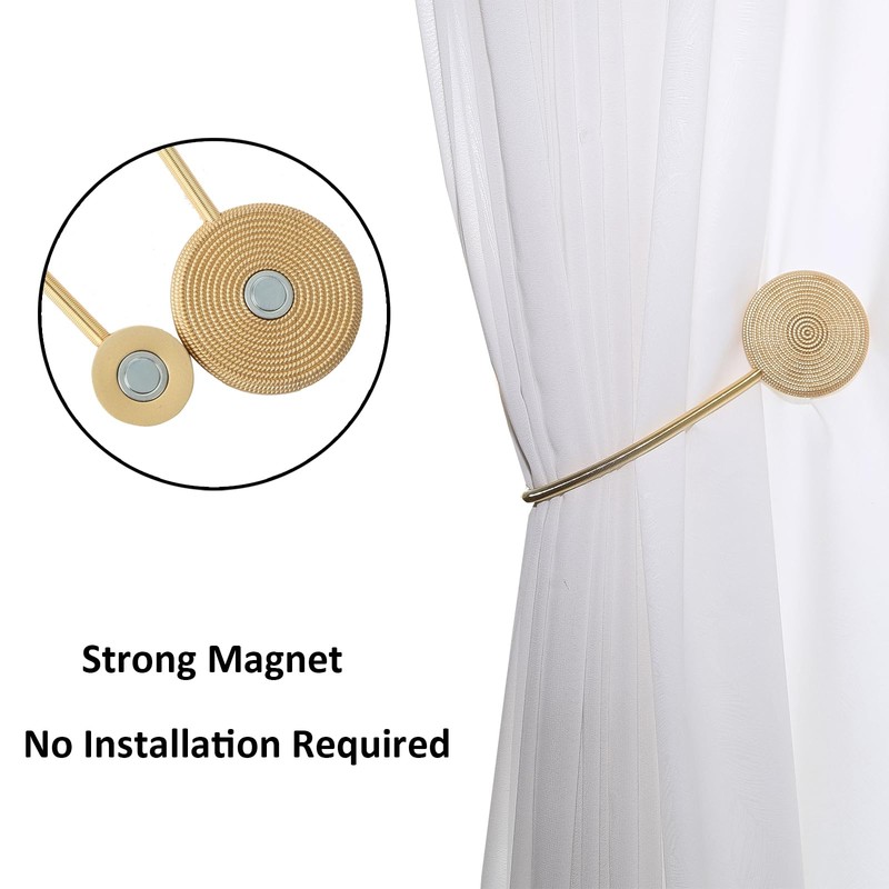 HedongHexi 2 Pack Magnetic Curtain Tiebacks Elegant Curtain Holders for