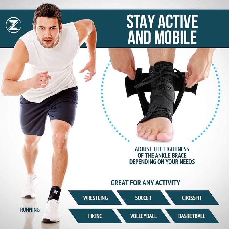 Zenith Ankle Brace, Lace Up Adjustable Support – for Running,