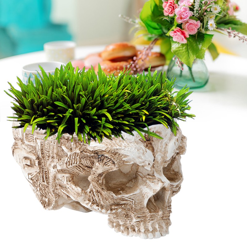 Innovative Resin Skull shaped Flower Pot Succulent Planter Holder Ornament
