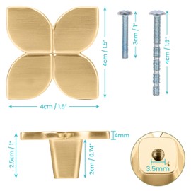 Kurtzy 10 Pack Gold Cabinet Door Knobs - 42 x 22mm Zinc Alloy Door Handles with Screws - Pull Door Leaf Drawer Knobs Hardware for Kitchen Cupboards, Cabinets, Dressers, Wardrobe