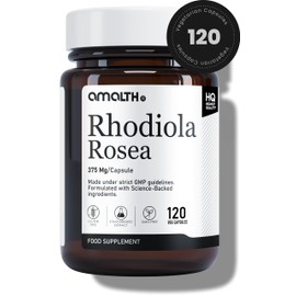 Amalth Rhodiola Rosea Capsules 375mg per Capsule | Standardised 3% Rosavins & 1% Salidroside | with Black Pepper Extract | Botanical Food Supplement | 120 Vegan Capsules