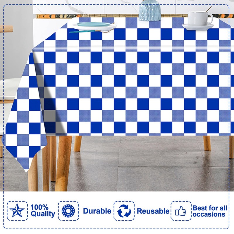 Blue and White Checkered Table Cloth Party Disposable Table Cover,137cmx274cm